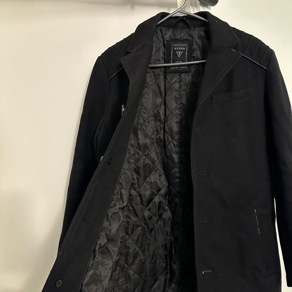 Guess Men's Black Winter Trench Coat - Picture 3 of 6